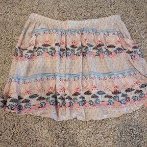 LC Lauren Conrad Pink and Blue Floral Mini Skirt